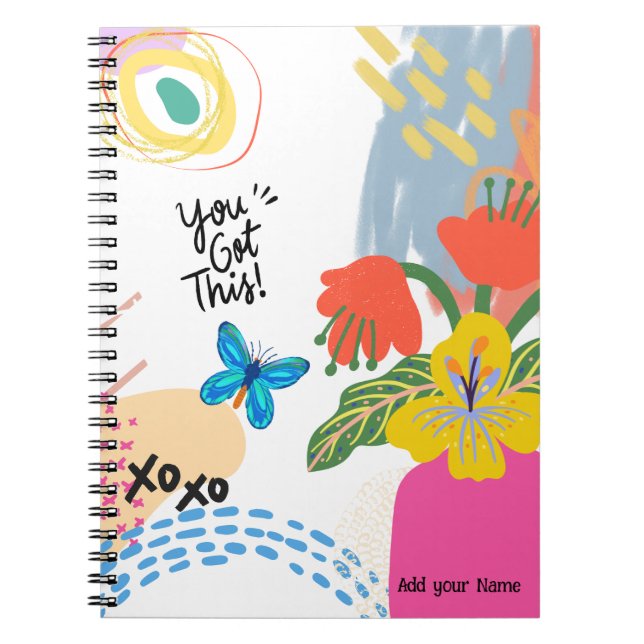 PERSONALIZE: Butterfly +  Flowers | Notebook (Front)