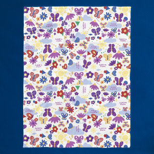 Personalize Butterfly Garden Fun Shapes White Fleece Blanket