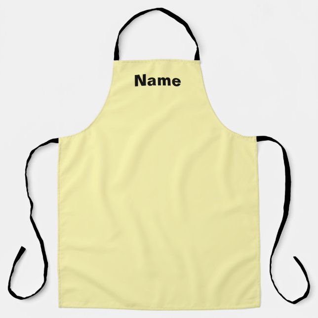 Personalize  Cafe Coffee Shop Pastel Yellow  Apron (Front)