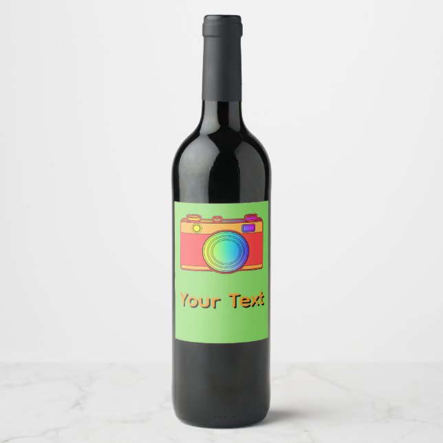 Personalize Camera Design Brt Green Wine Label (Front)