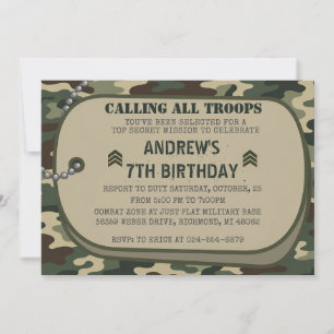 Personalize Camo Military Birthday Party Invitation