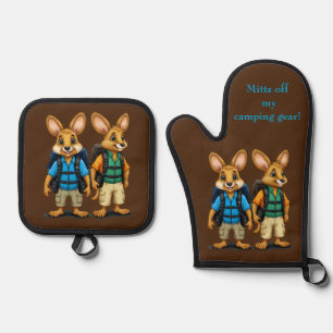 Personalize Camping Gear Edit Name Witty Pun Oven Mitt & Pot Holder Set