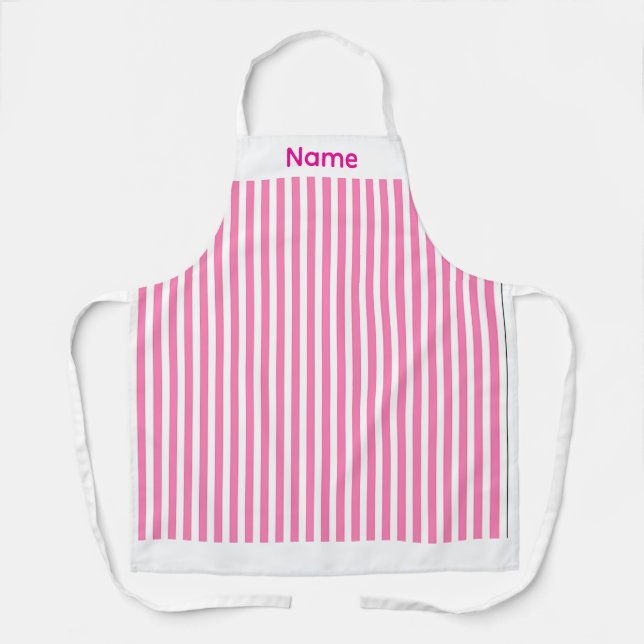 Personalize Candy Stripe Pink Apron (Front)