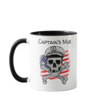 Personalize Captain's Skull Cap  USA Flag
