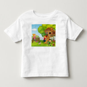 Personalize Cartoon Backyard Play Puppy Children Toddler T-shirt