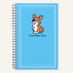 Personalize Cartoon Corgi Cute Teal Simple Custom Notebook