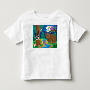 Personalize Cartoon Stream Forest Animals Toddler T-shirt