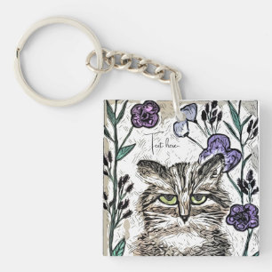 Personalize Cat Art Acrylic Keychain