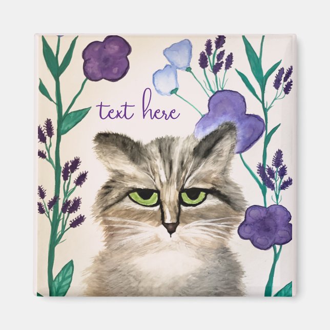 Personalize Cat Art Magnet (Front)