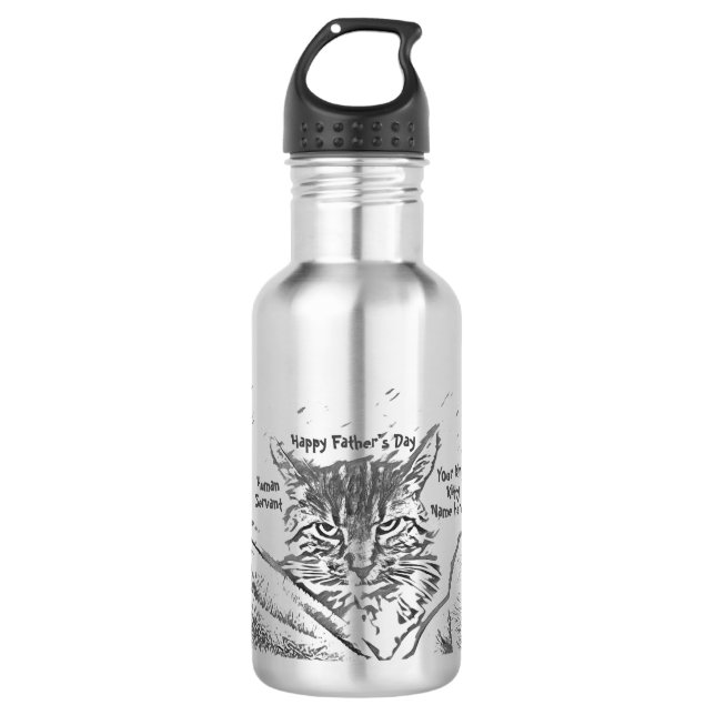 Personalize Cat Father's Day  532 Ml Water Bottle (Front)