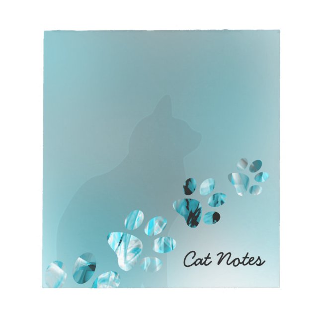 Personalize Cat Paw Prints For Cat Lovers Notepad (Front)