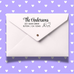 Personalize Cat Script Return Address Rubber Stamp