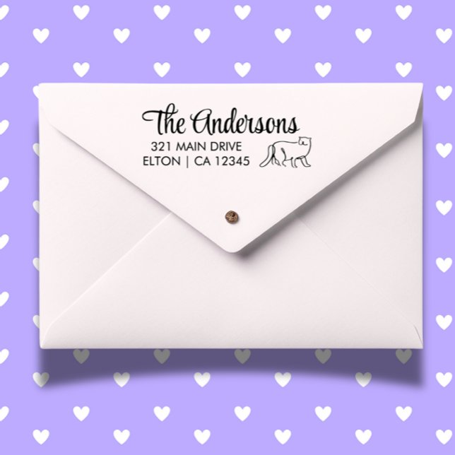 Personalize Cat Script Return Address  Rubber Stamp (Create heartfelt mail with a Personalize Cat Script Return Address Rubber Stamp)
