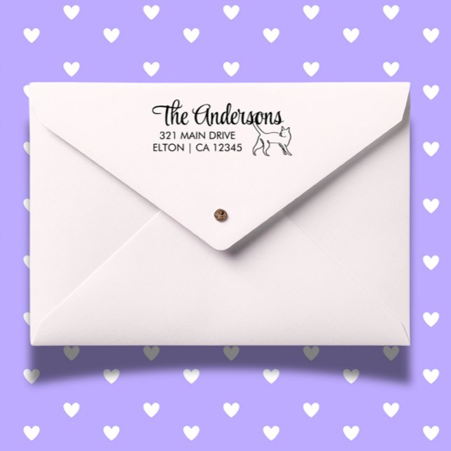 Personalize Cat Script Return Address  Self-inking Stamp (Create heartfelt mail with a Personalize Cat Script Return Address Self-inking Stamp.  )