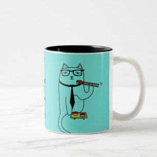 Personalize cat sushi mug w/ your name or business