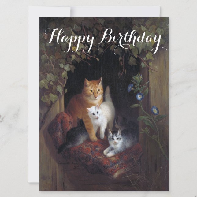 Personalize Cat with Kittens Henriette Knip 1844 (Front)