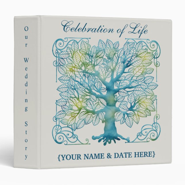 Personalize Celebration of Life Memorial Guestbook Binder (Front/Spine)