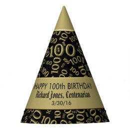 Personalize:  Centenarian, 100th Birthday Theme Party Hat
