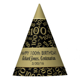 Personalize:  Centenarian, 100th Birthday Theme Party Hat
