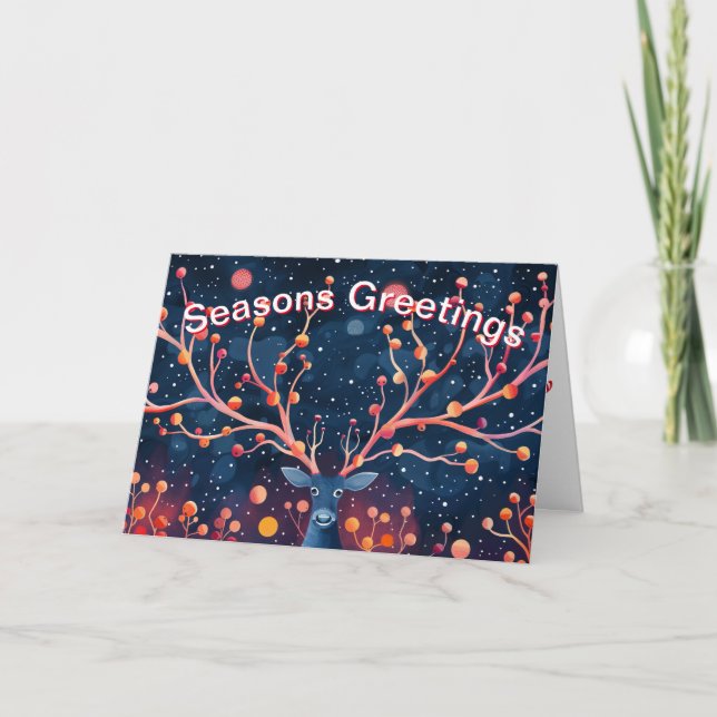 Personalize Charming Deer Christmas Holiday Card (Front)