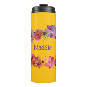 Personalize. Cheerful 70s vibe flower power Thermal Tumbler