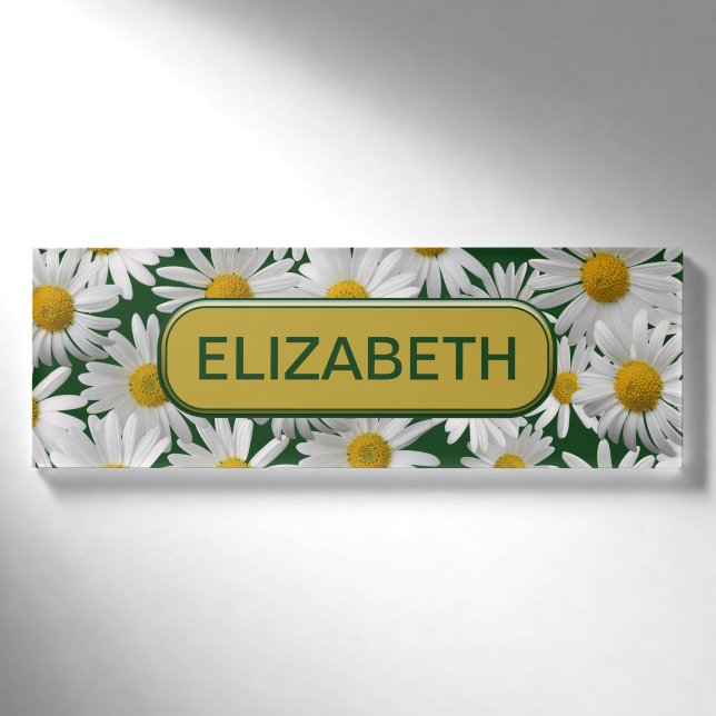 Personalize - Cheerful, Bright Daisy Name Tag (Front)