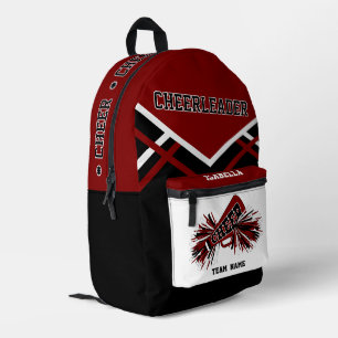 Personalize Cheerleader Burgundy Red, Black, White Printed Backpack