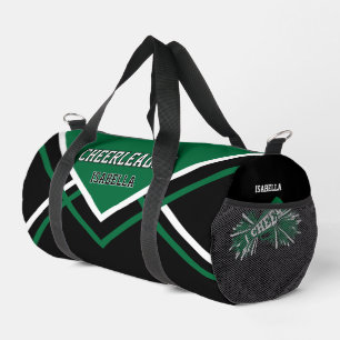 Personalize Cheerleader Green, Black, White Duffle Bag