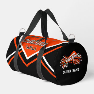 Personalize Cheerleader Orange, Black, White Duffle Bag