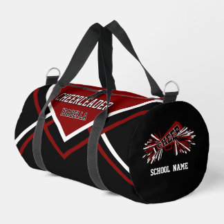 Personalize Cheerleader | Red Maroon, Black, White Duffle Bag