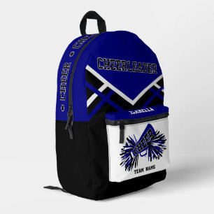 Personalize Cheerleader Royal Blue, Black, White Printed Backpack