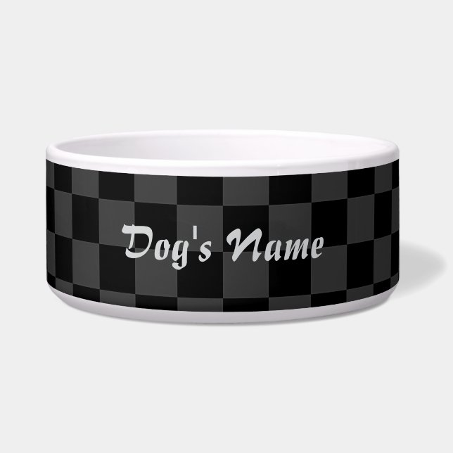 Personalize Chequered Black Grey Large Dog Bed (Front)