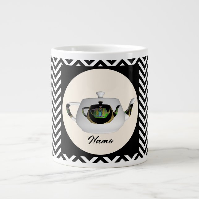Personalize Chevron Triple Teapots Large Coffee Mug (Front)
