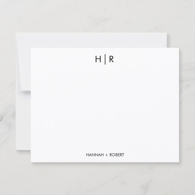 Personalize Chic Minimal Modern Monogram Note Card (Front)