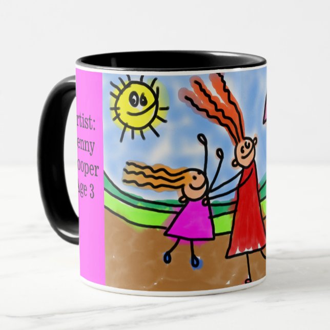 Personalize Child's Artwork Add Name & Age Coffee Mug (Creator Uploaded)