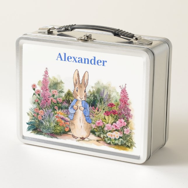 Personalize Child's Name Peter the Rabbit  Metal Lunch Box (Front)