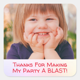 Personalize Child's Photo, Thank You Message Square Sticker