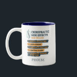 Personalize Chiropractic Side Effects Novelty Two-Tone Coffee Mug<br><div class="desc">Chiropractor gag coffee mug for your favourite brew. The design on the mug says "Chiropractic Side Effects May Include... .Fewer Headaches, Less Stress.." Great for when you've adjusted a few bones and want to relax, put your feet up and sip your favourite beverage, tea, coffee or hot chocolate. Add a...</div>