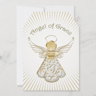 Personalize:  Christmas Angel of Grace Light Rays Holiday Card