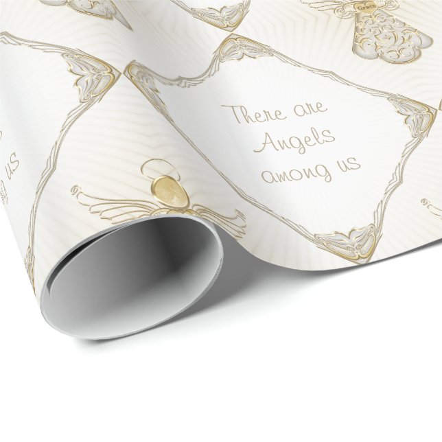 Personalize:  Christmas Angel of Grace Pattern Wrapping Paper (Roll Corner)