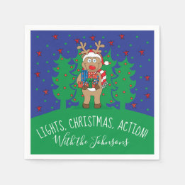 Personalize Christmas Cocktail Napkins Reindeer