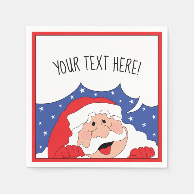 Personalize Christmas Cocktail Napkins Santa Says (Front)