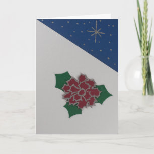 Personalize Christmas flower and blue sky Holiday Card