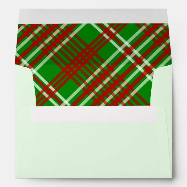 Personalize Christmas Green and Red Plaid Card Envelope (Back (Bottom))