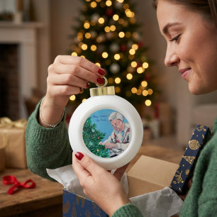 Personalize Christmas greeting from NANNY/GRAMMY Ceramic Ball Christmas Ornament