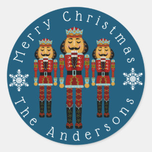 Personalize Christmas Nutcrackers Classic Round Sticker