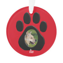 (Personalize) Christmas Pet Photo Name Red/Black