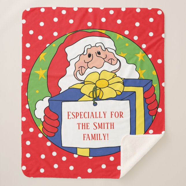 Personalize "Christmas Santa" Blanket/Medium Sherpa Blanket (Front)