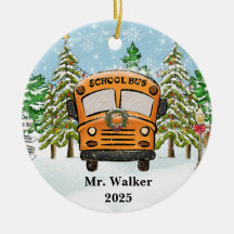Personalize Christmas School Bus Driver Gift