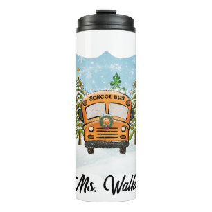 Personalize Christmas School Bus Drivers Gift Thermal Tumbler